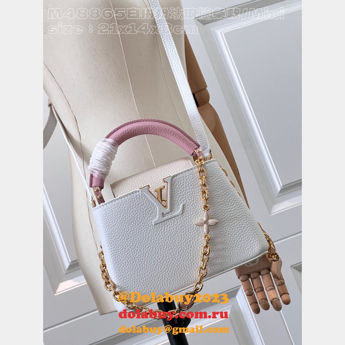 Replica 1:1 Mirror Louis Vuitton Capucines M48865 White Bags
