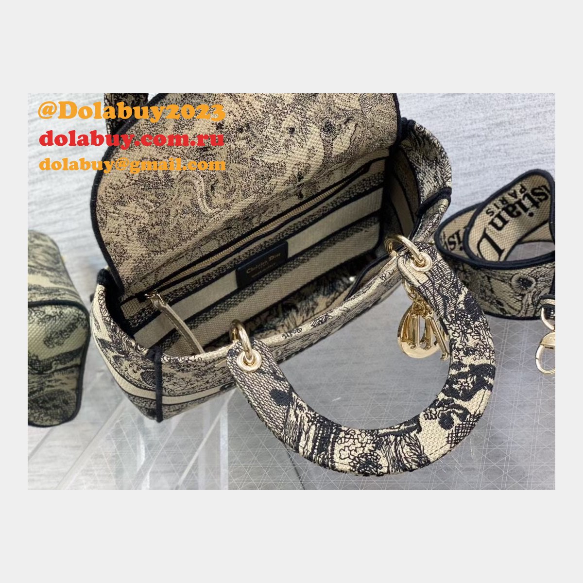 Wholesale Leather Lady Dior 24cm Replica Shoulder Handbag