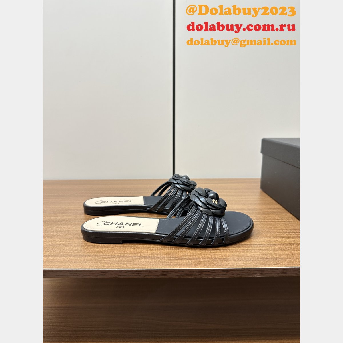 Perfect Pre-owned High End Replica Camellia Slide Flat Sandals Shoes