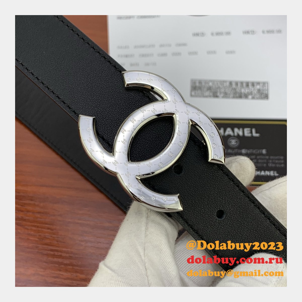 Cheap Replica CC Double C Belt Black Width 3.4cm 1145