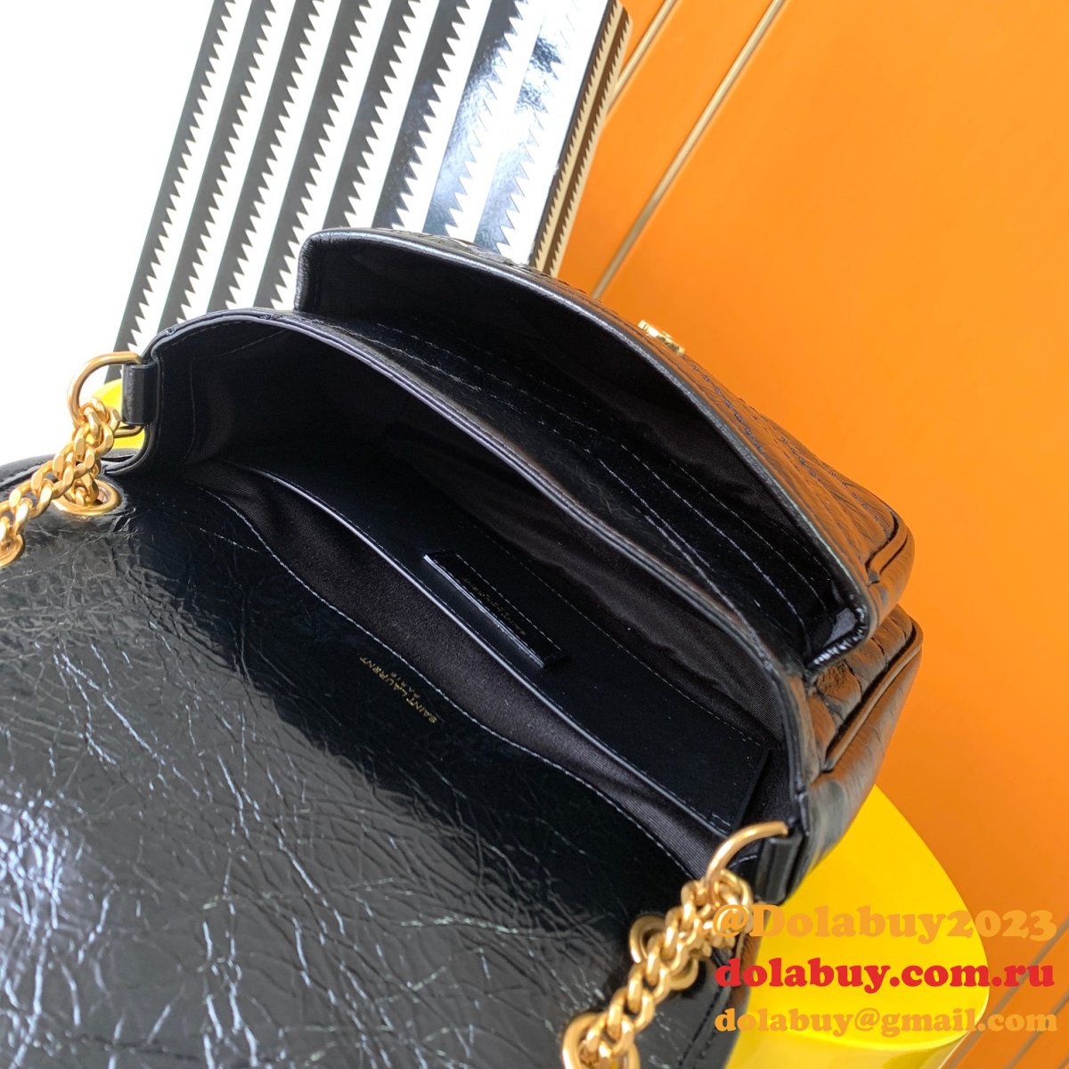 YSL Replica Niki 22cm crinkled vintage leather 533037