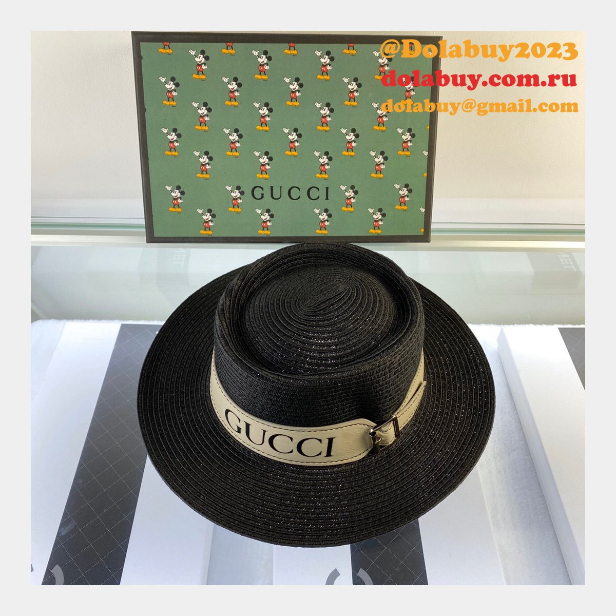 UK Gucci Belt design straw hat