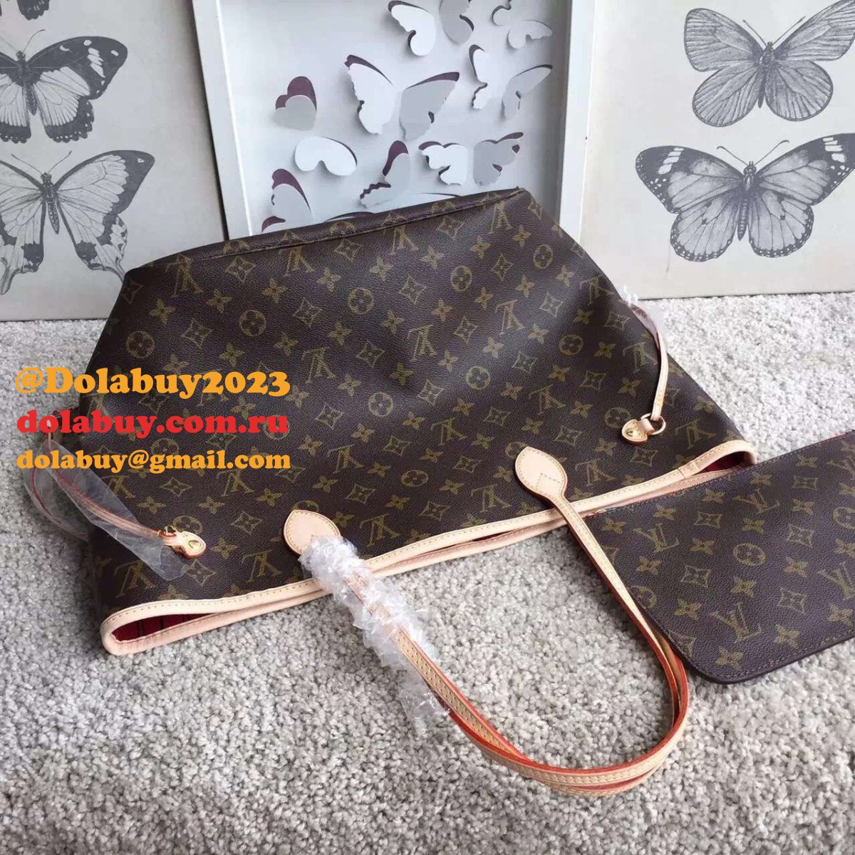 Louis Vuitton Top Quality Neverfull MM monogram 32CM Red