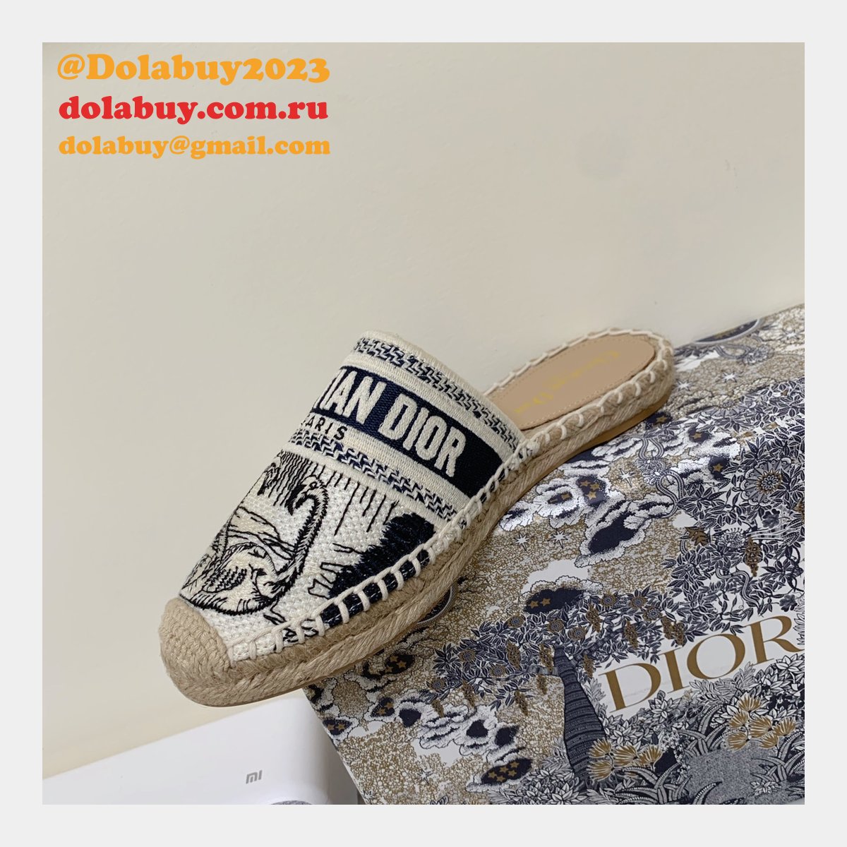 Best Quality 1:1 Mirror Dior Embroidered Fisherman Shoes