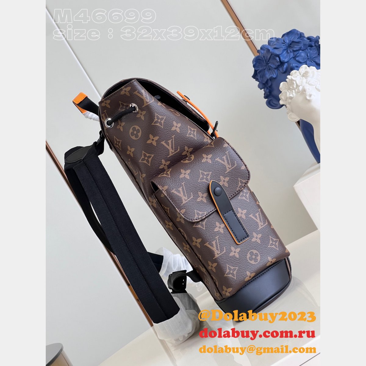 Christopher M46699 Monogram Macassar Canvas Fake Louis Vuitton Bag