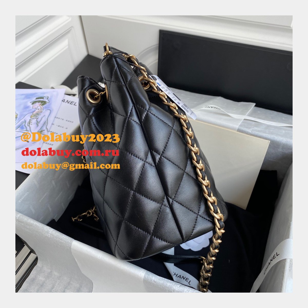 CC Top Quality vintage bucket Replica Black bag