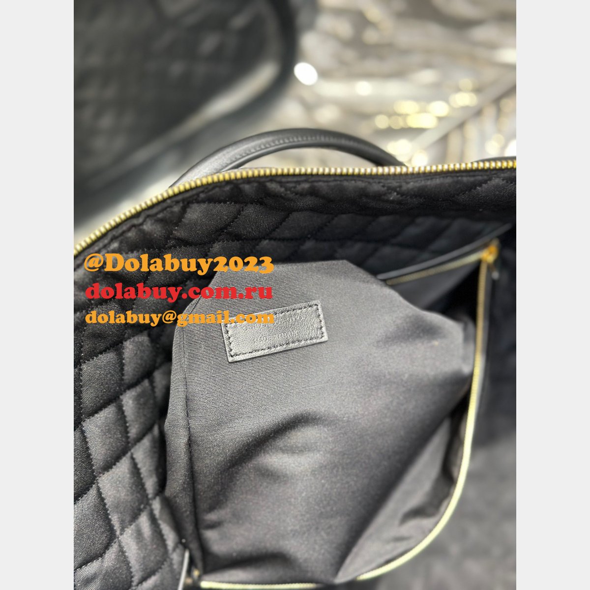 Ysl Replica Es Giant Travel 736009 Black Quited AAA+ Bag