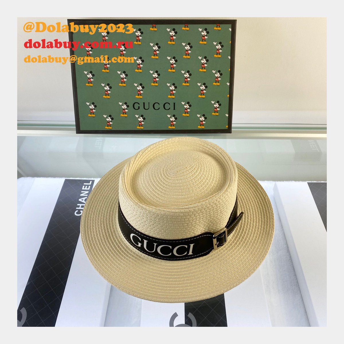 UK Gucci Belt design straw hat