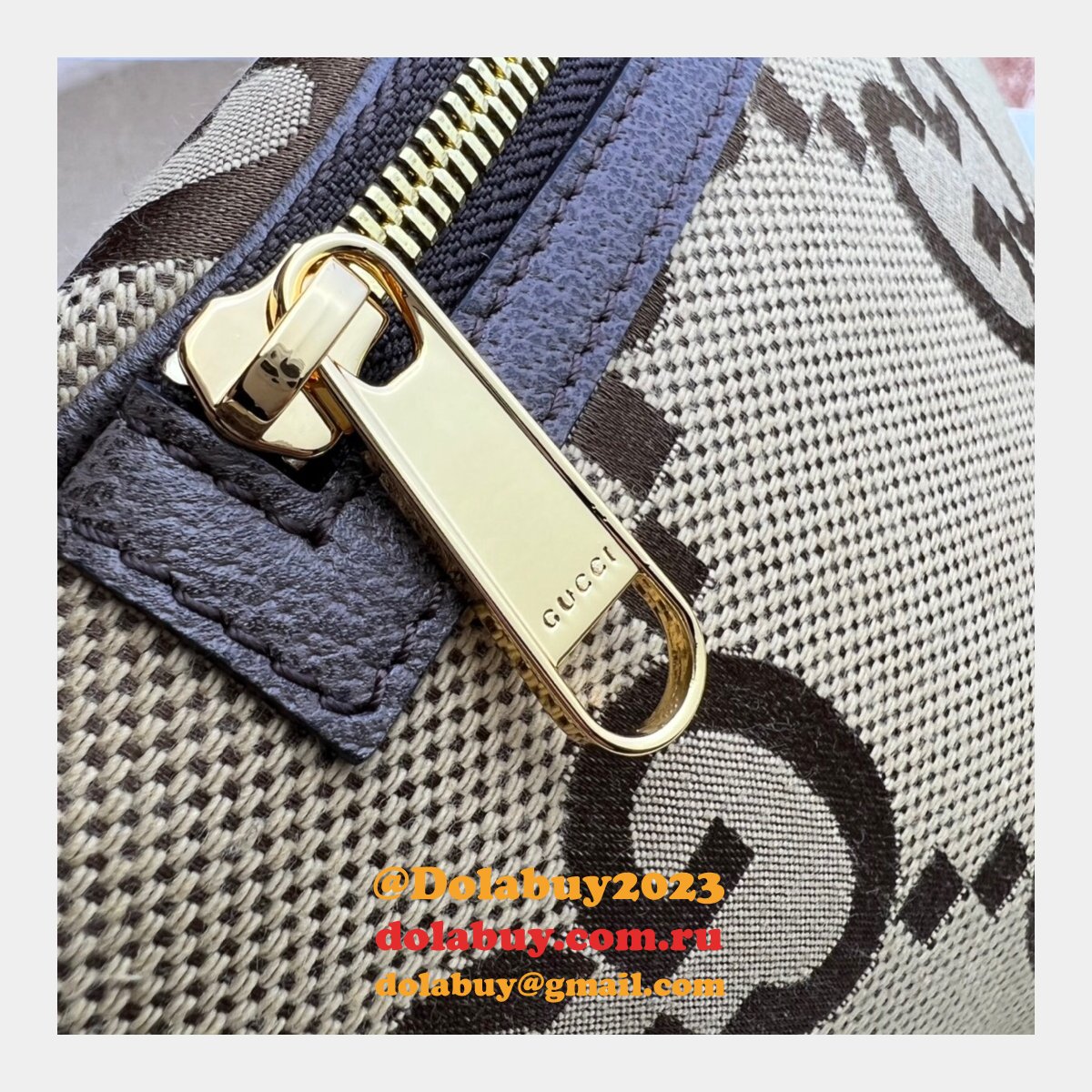 Gucci Fake 696031 Jumbo GG belt bag in camel and ebony GG canvas