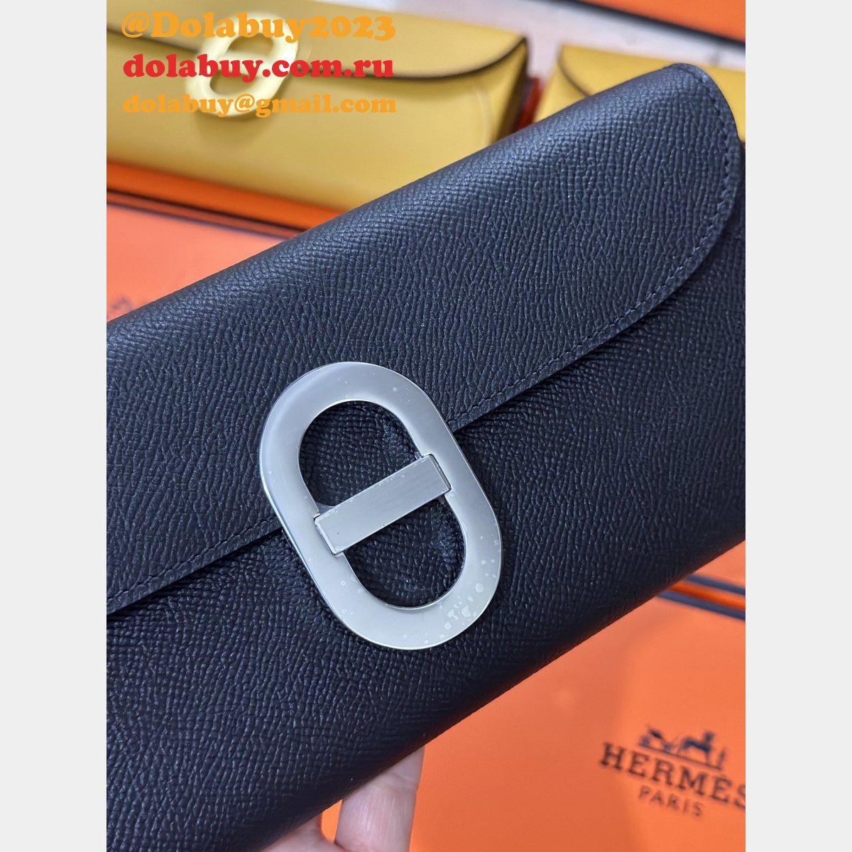 Luxury Hermes D Ancre to go clutch Epsom bag