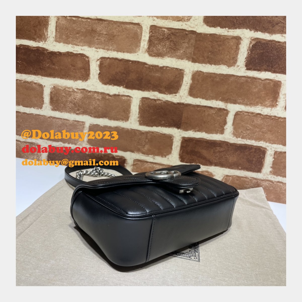 Gucci Designer Copy GG Marmont Matelassé 446744 Black Bag