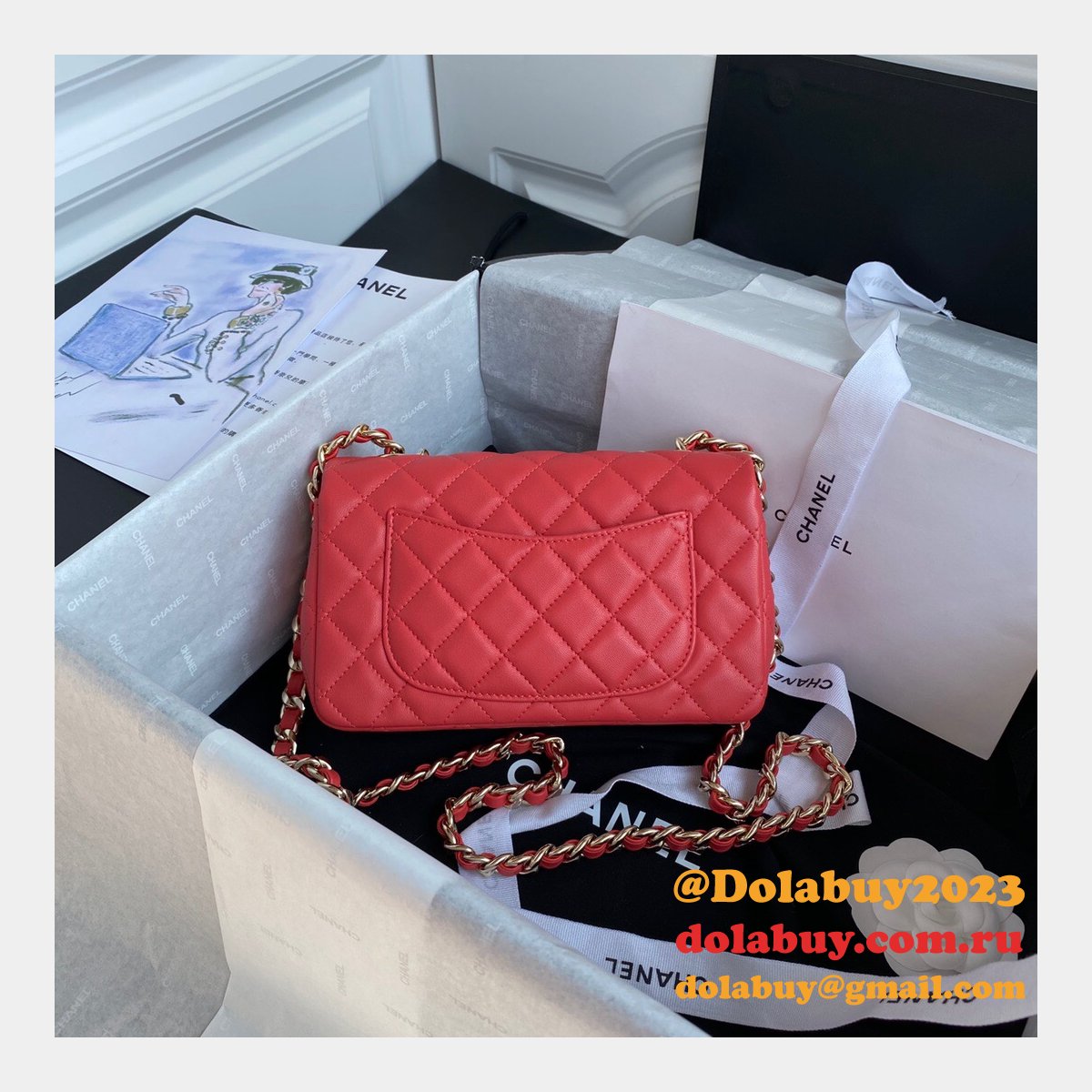 CC Replica Lambskin & Gold-Tone Metal AS2326 20cm Flap Bag