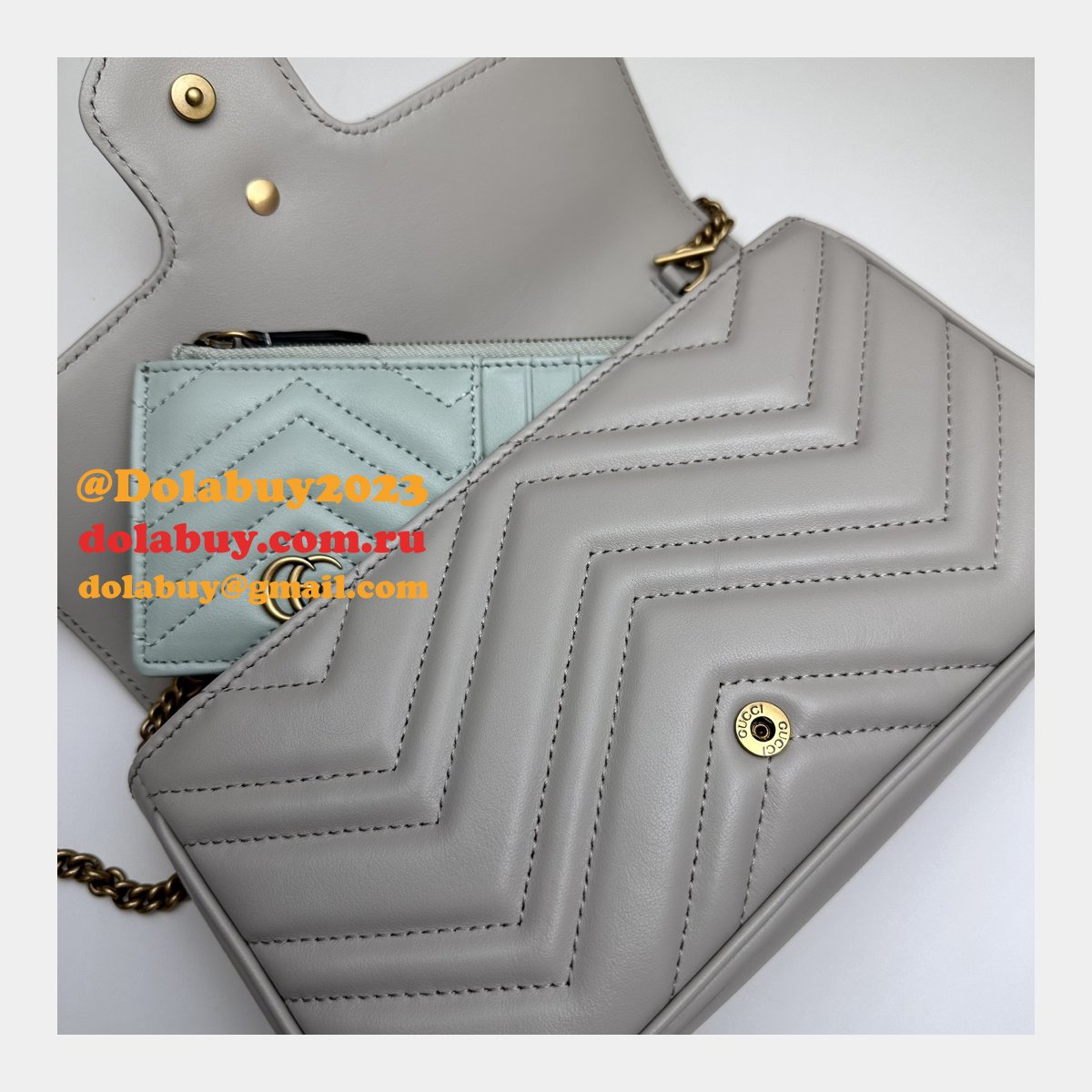 Designer Crossbody Gucci Copy 751526 GG Marmont Light-Grey Bag