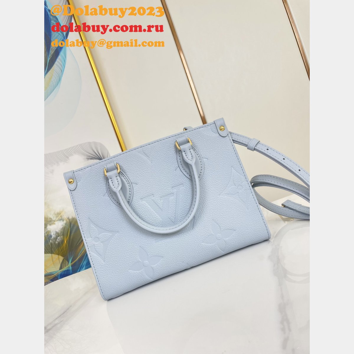 OnTheGo PM Monogram Empreinte Leather M46840 Blue Louis Vuitton Fake Bag