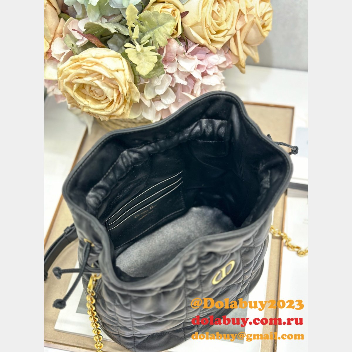 Top Quality Dior Montaigne Drawstring Bucket Bag Small/Mini