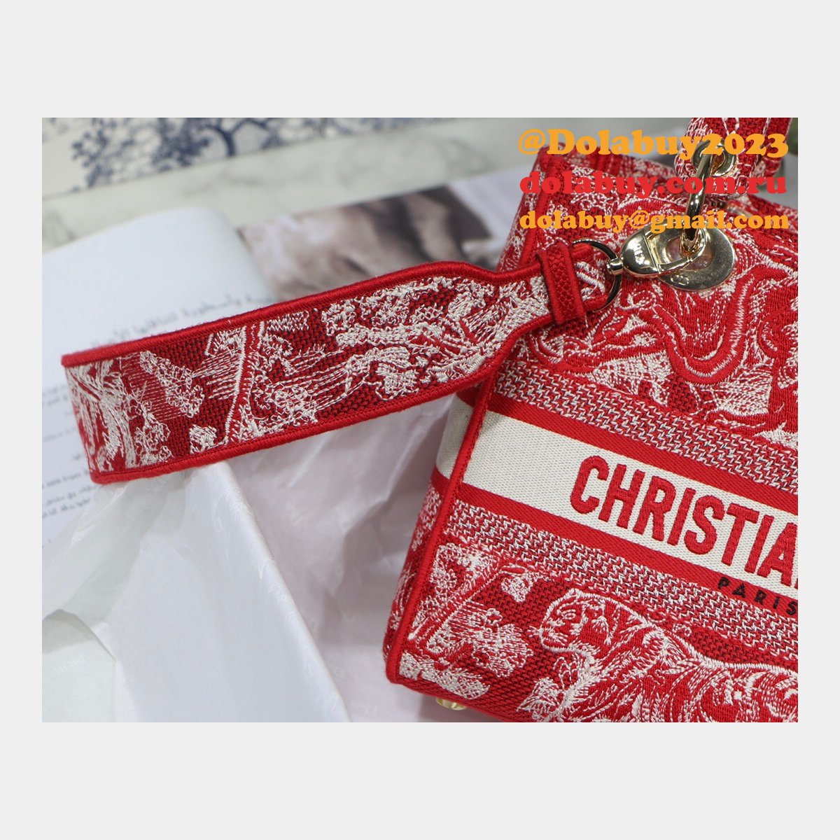 Lady Copy Christian Dior 24cm Red Bag UK for sale