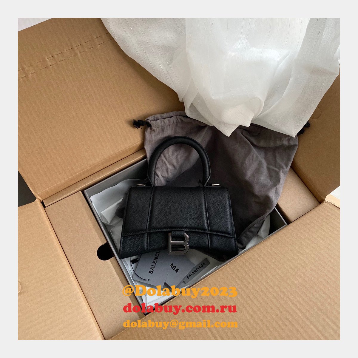 The Best Affordable Balenciaga Knock off Lychee Pattern Hourglass 19/23cm Bag