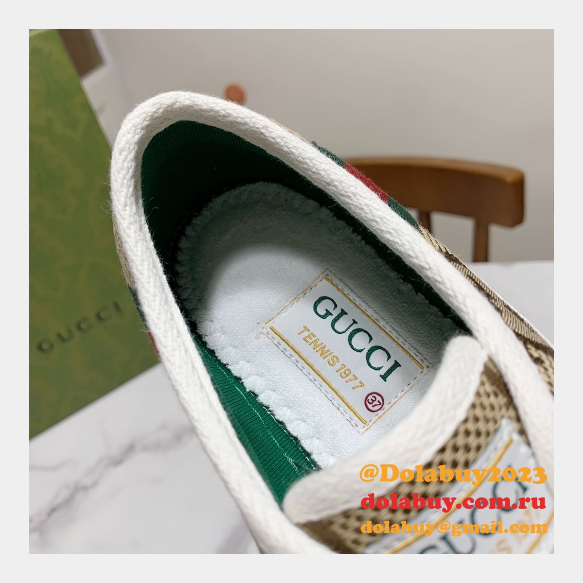 G*u*i high quality replica gu7 1977 canvas perfect shoes