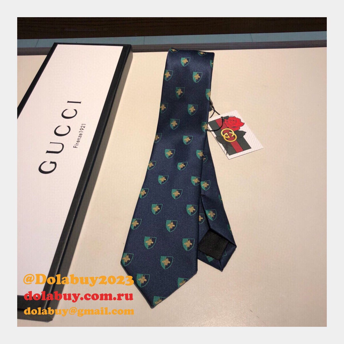 G*u*i silk tie jacquard crafts insect pattern