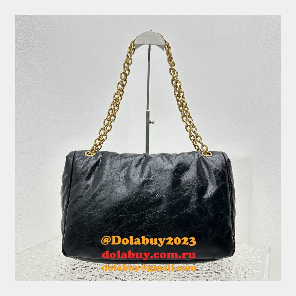 7 Star Balenciaga Le Monaco Wax Leather Chain 1:1 Mirror Bag