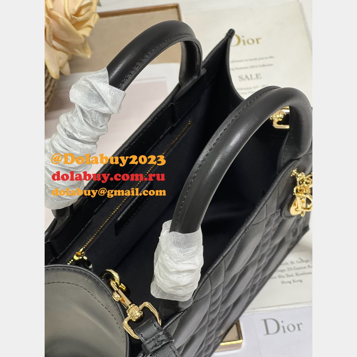 Designer dior book tote leather with strap 1286/1265