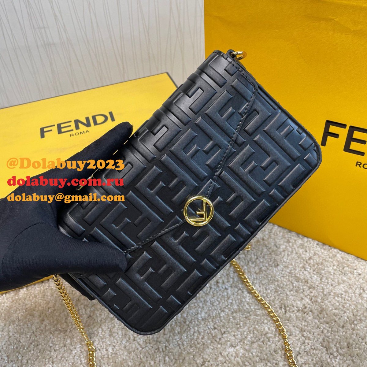 Fendi Best Fashion 212200 Maca embossing Black Bags