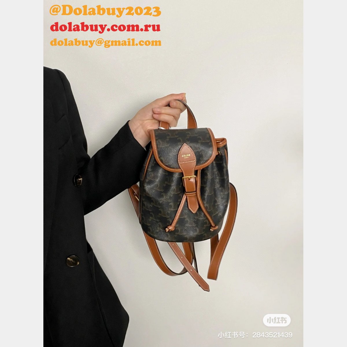 Backpack Celine Replica 197662 Folco Triomphe Canvas Bag