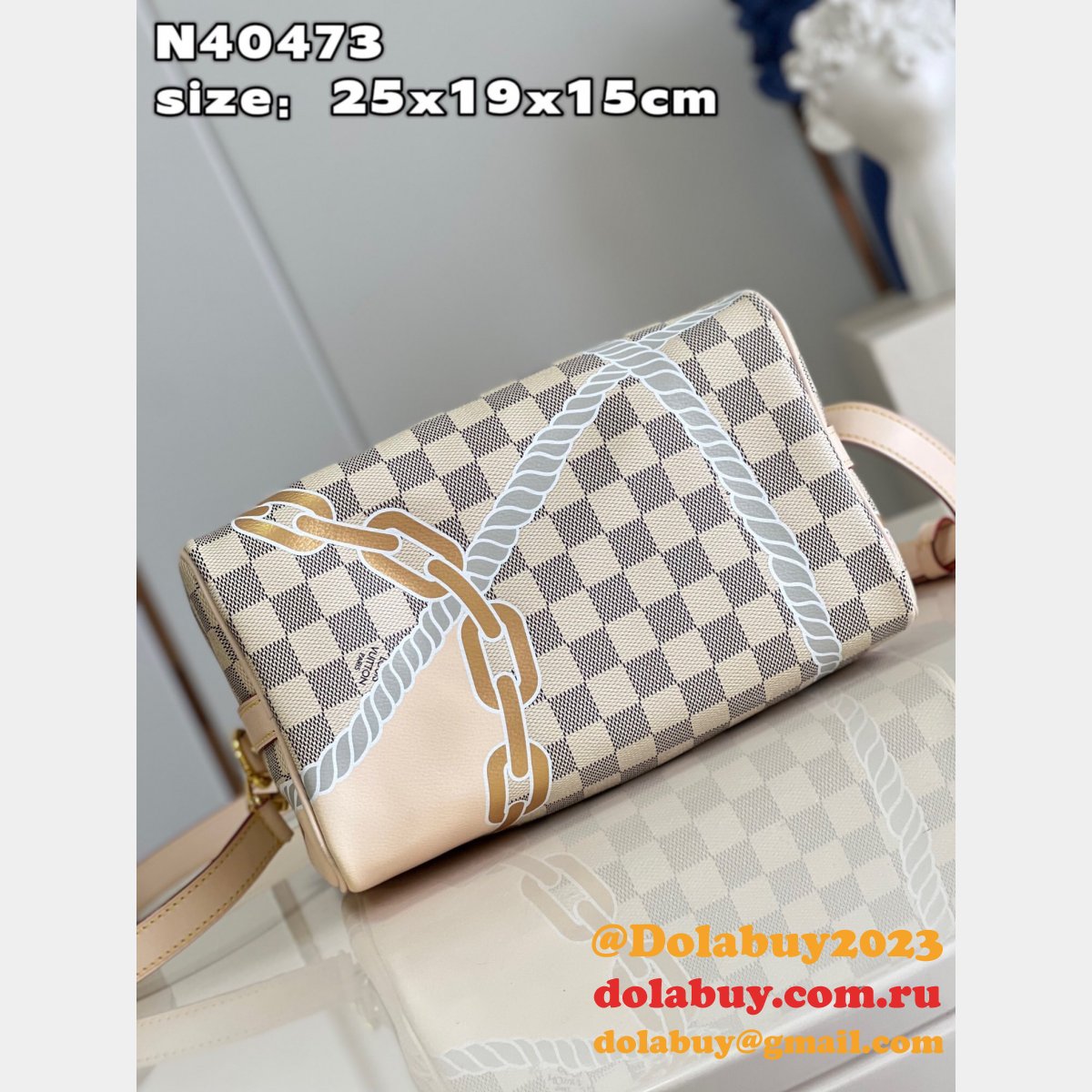 Louis Vuitton 7 Star Speedy Bandouliere 25 Damier Azur Replica