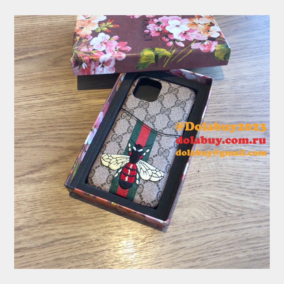 High Quality Gucci iPhone Leather Wallet Cases