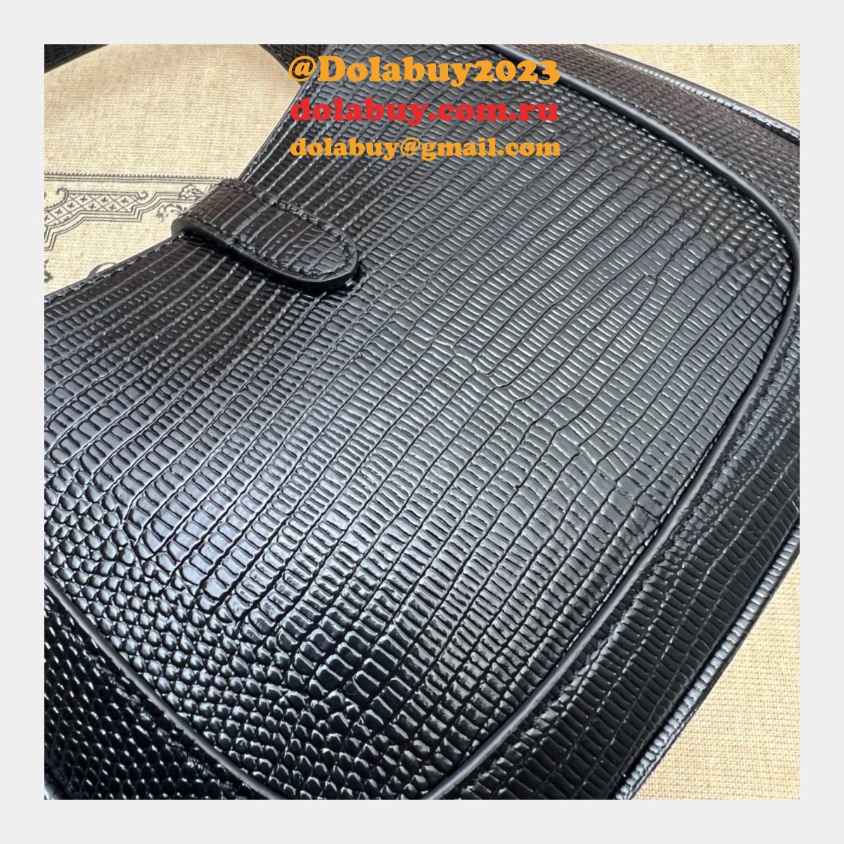 Copy Gucci Designer Jackie 1961 lizard 675799 Black bag