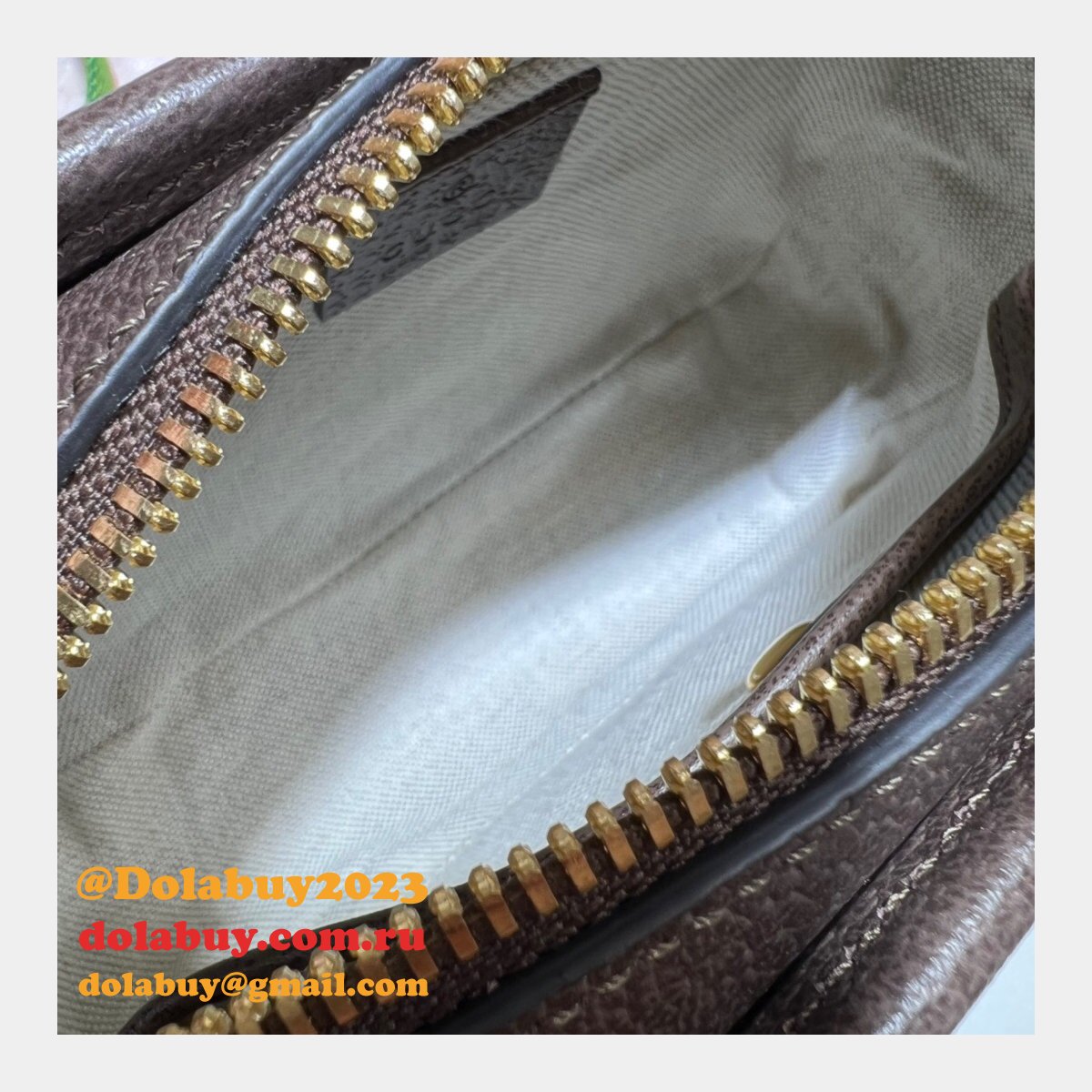 Gucci Perfect 696075 Copy Jumbo GG mini bag in camel and ebony GG canvas