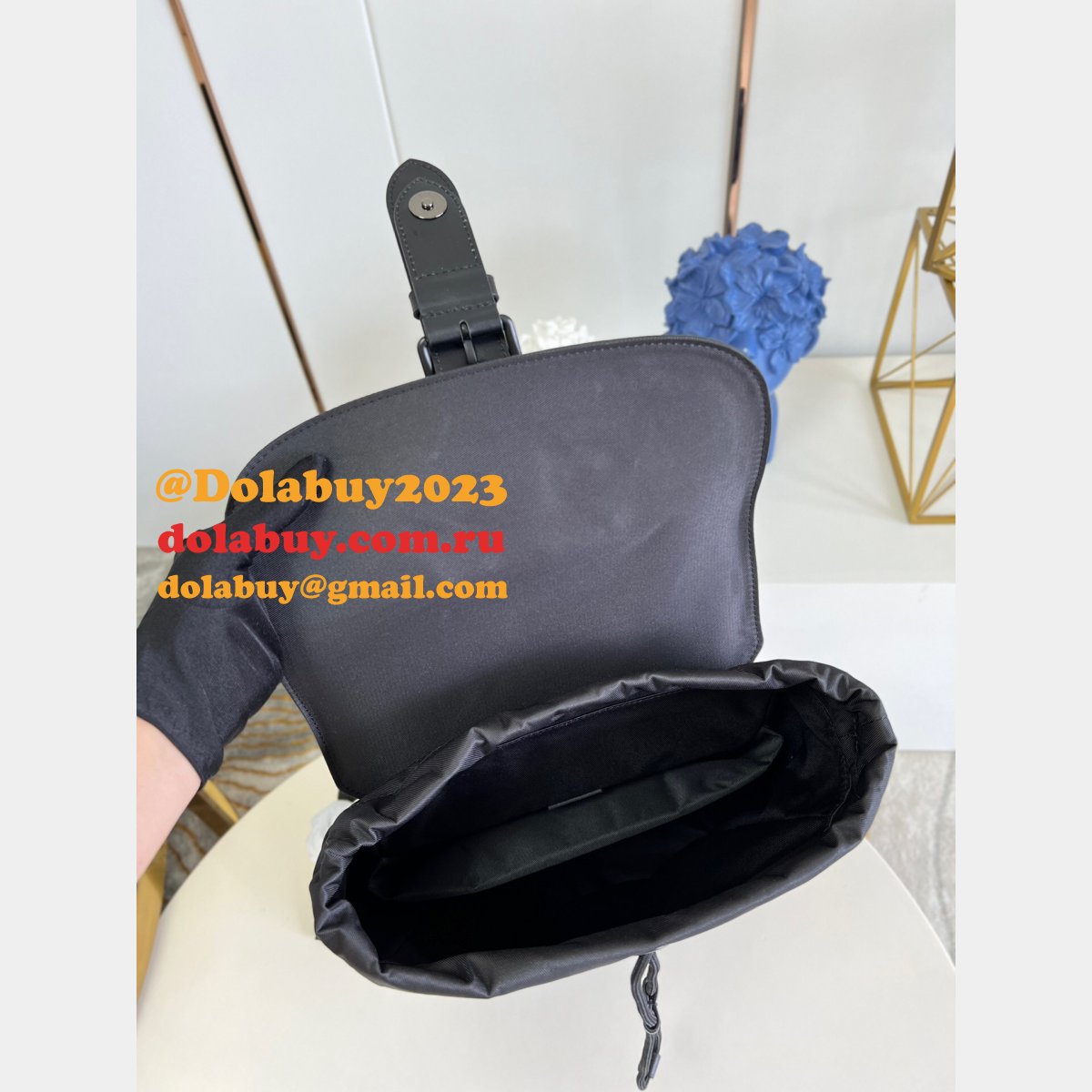 Wholesale Louis Vuitton 1:1 Replica m45913 Saumur Backpack Monogram Eclipse Canvas