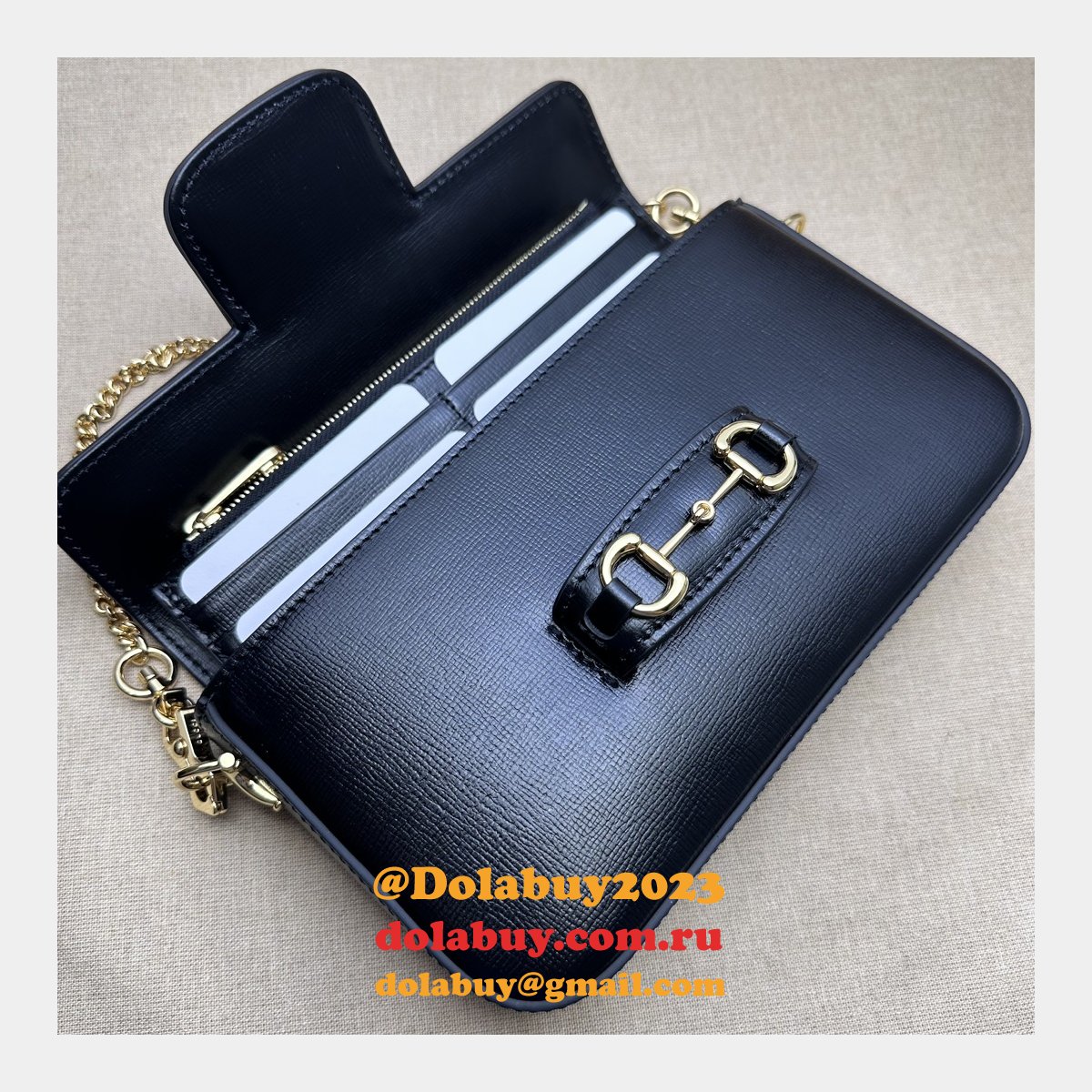 High Quality 752002 Horsebit Black 1955 Replica Gucci Designer Bag