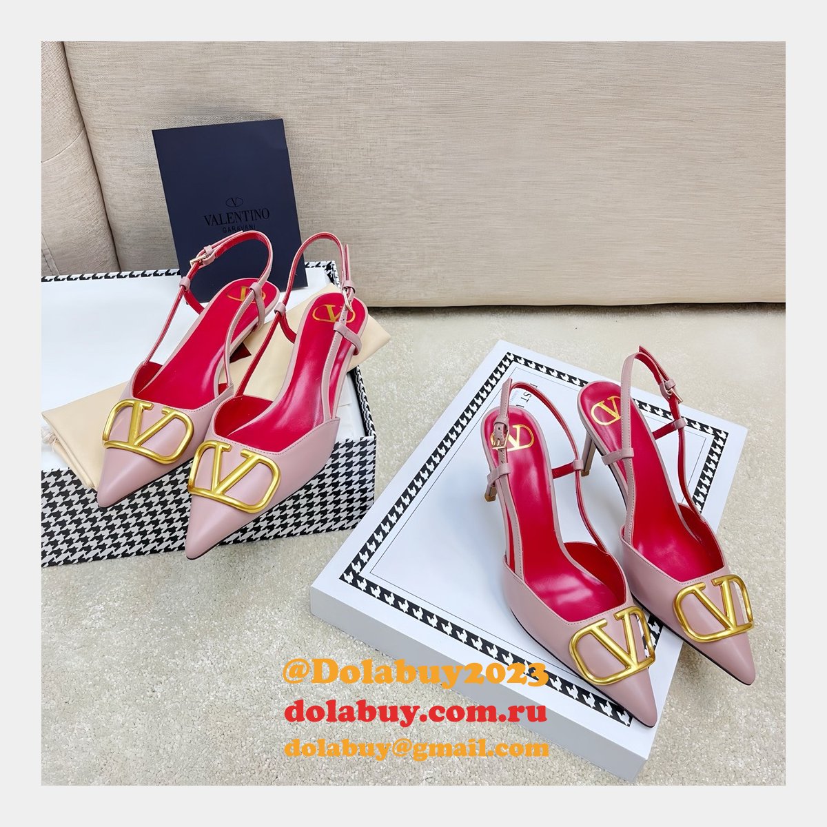 Valentino 1:1 Mirror Slingback Garavani Vlogo Pumps Fake Shoes