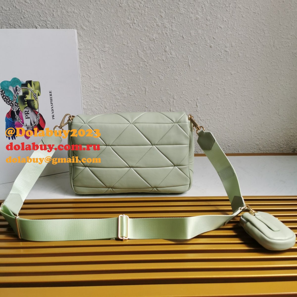 Wholesale Prada Fake System nappa leather patchwork bag online