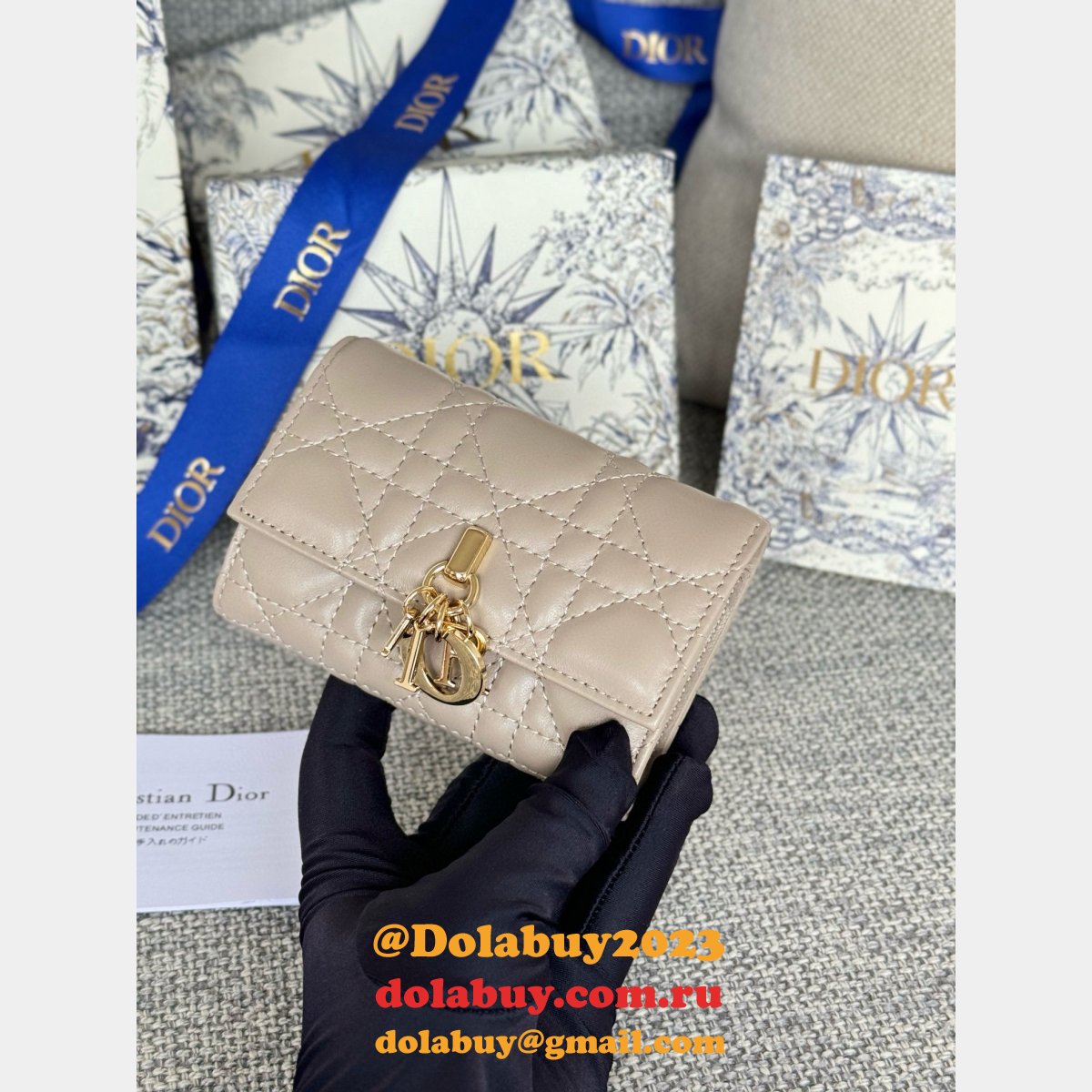 Wholesale Dior Lady Lamb Skin Wallet Inspired