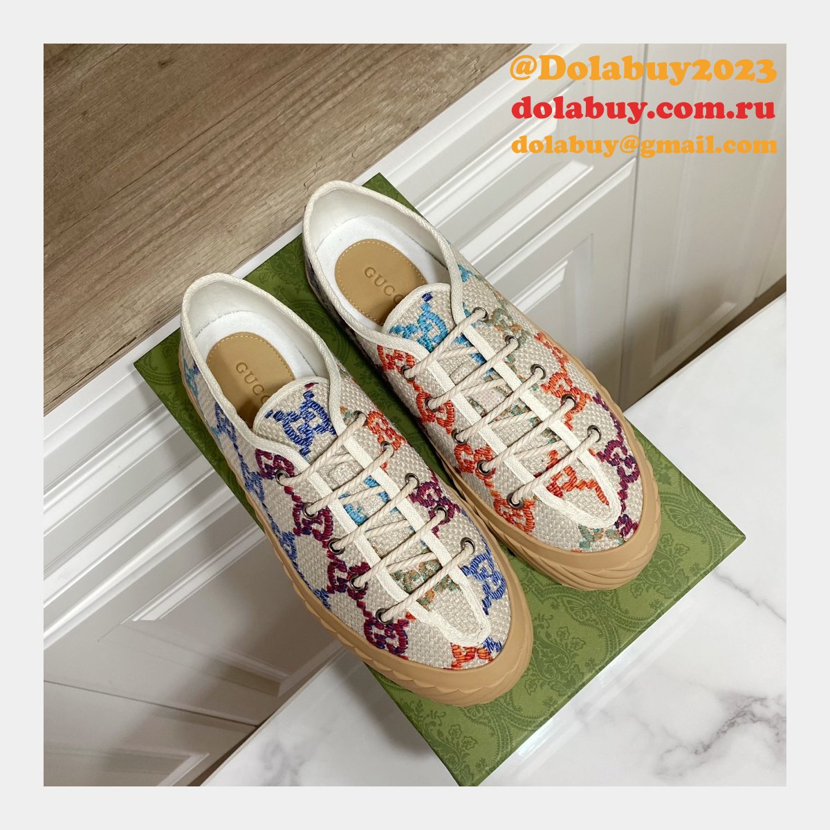 G*u*i shoes replica double g canvas 1:1 mirror high-quality