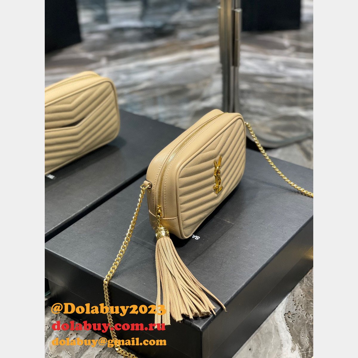 Best YSL 585040 mini Lou Quilted Leather Bag