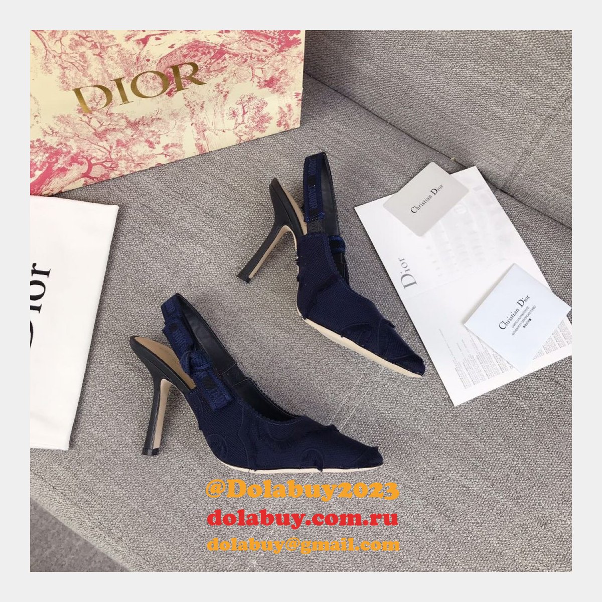 High Top Quality Replica Fashion Dior Navy Blue Tassel Shoes