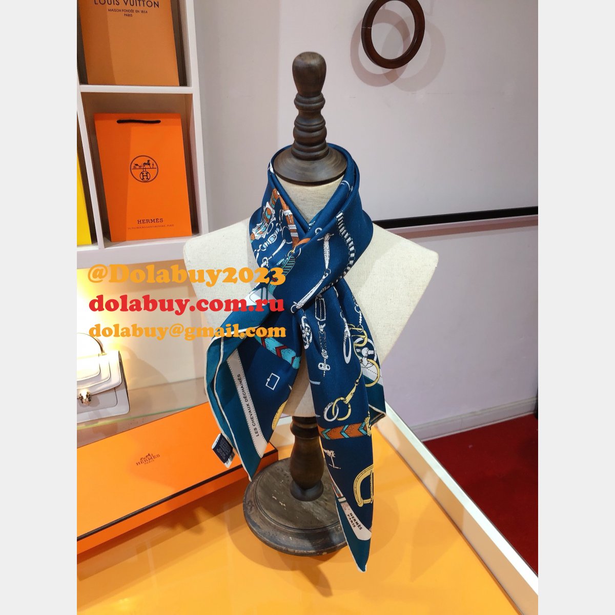 Designer Fake hermes twill silk scarf