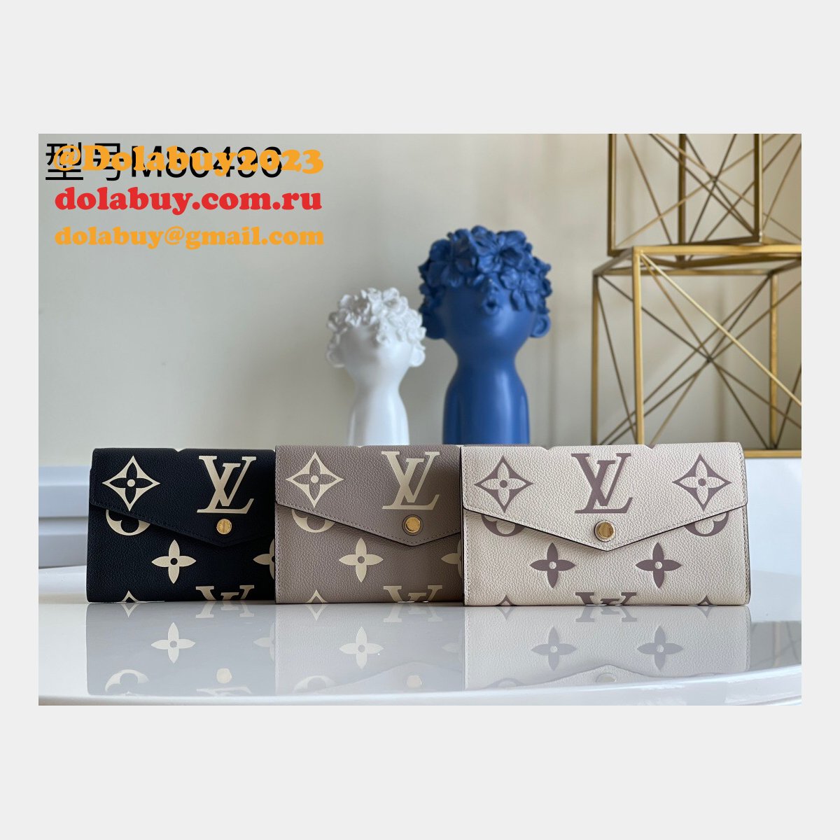 Dolabuy M80496 Louis Vuitton Replica Designer Sarah Wallet Bicolor Monogram Empreinte Leather Bags
