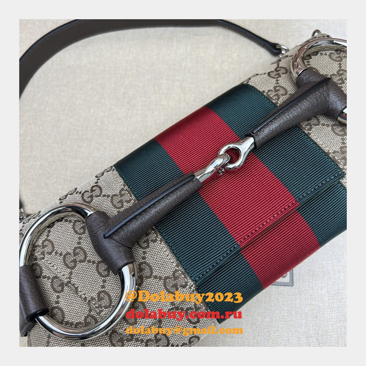 High Quality Gucci Horsebit Chain 764255 Shoulder Knockoff Bag Beige