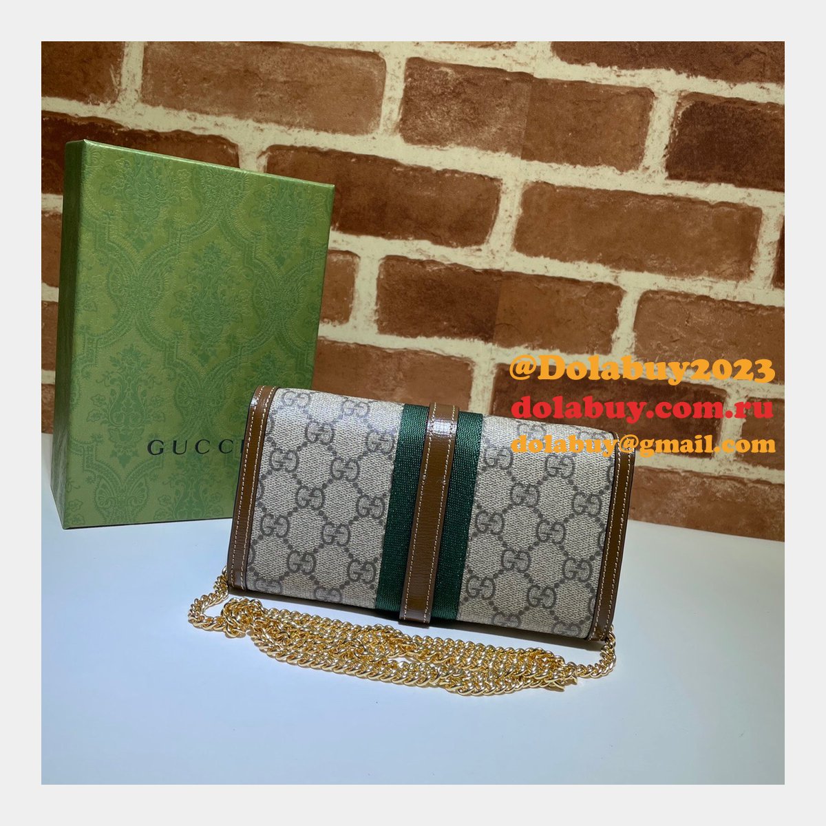 G*u*i replica brown jackie 1961 chain wallet 652681 bag