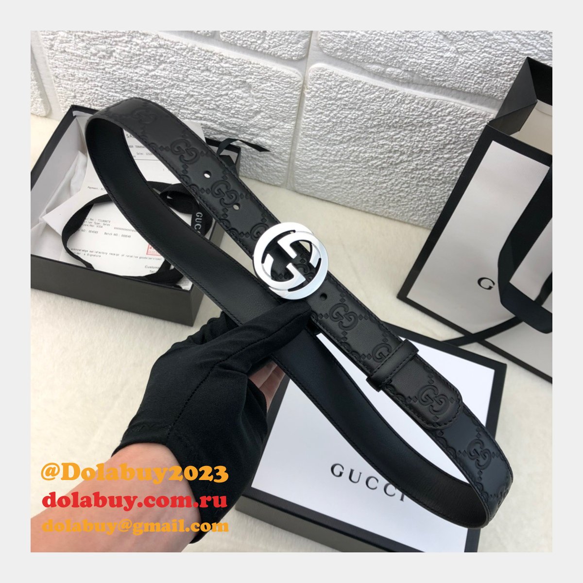 Copy Gucci Perfect Leather 7 Star 3.0cm Belts Black