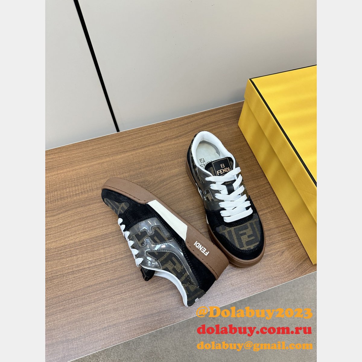 Fendi Match Leather Sneakers