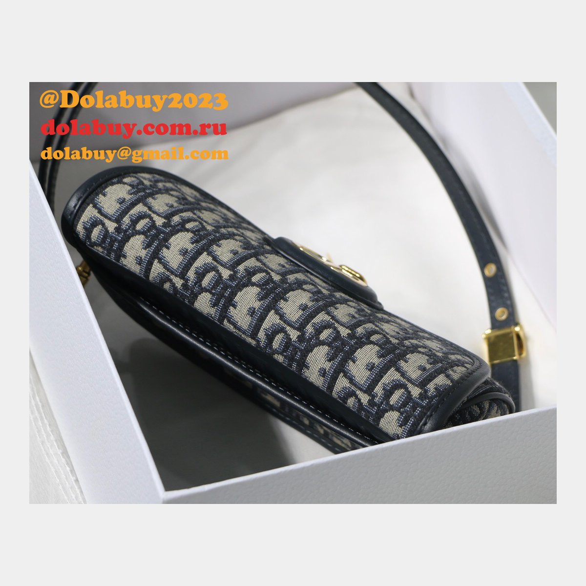 Replica Christian Dior Bobby East-West Blue Bag China Sale