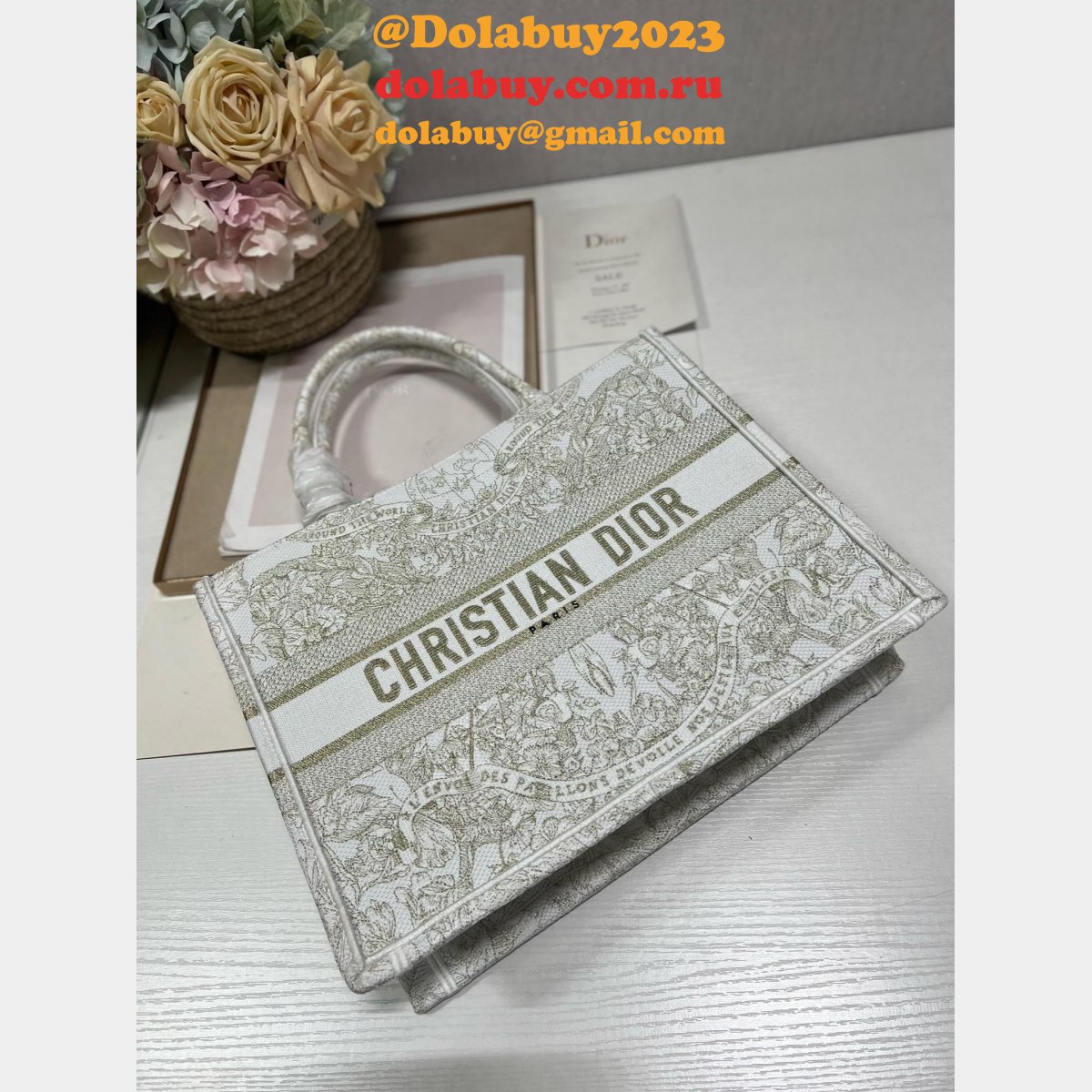 Best Book Tote Replica Christian Dior 1265/1286 Golden Flower Bag