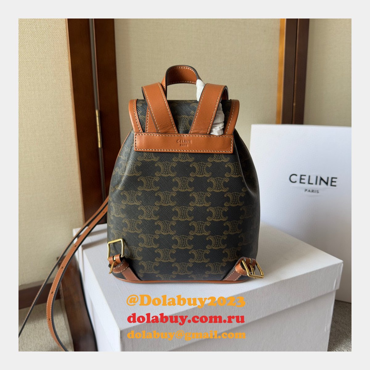 Backpack Celine Replica 197662 Folco Triomphe Canvas Bag