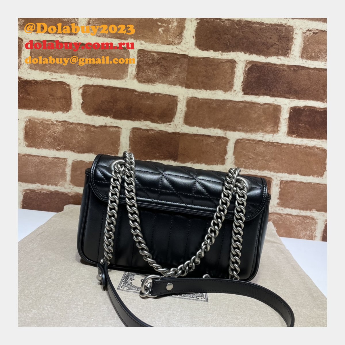 Gucci Designer Copy GG Marmont Matelassé 446744 Black Bag