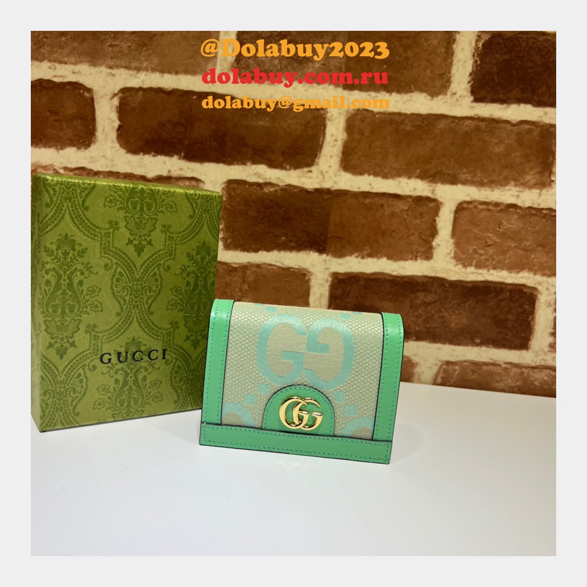 Gucci Knockoff GG Supreme Jumbo Ophidia Card Case 523155 Wallet